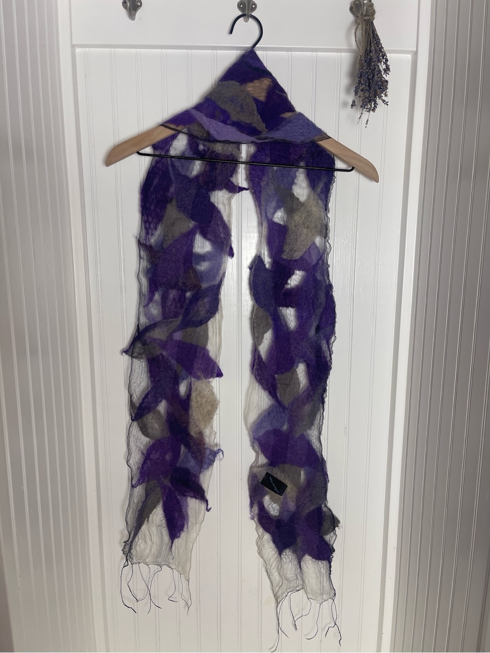 Alarte wool and silk hand painted patch work Lightweight Scarf